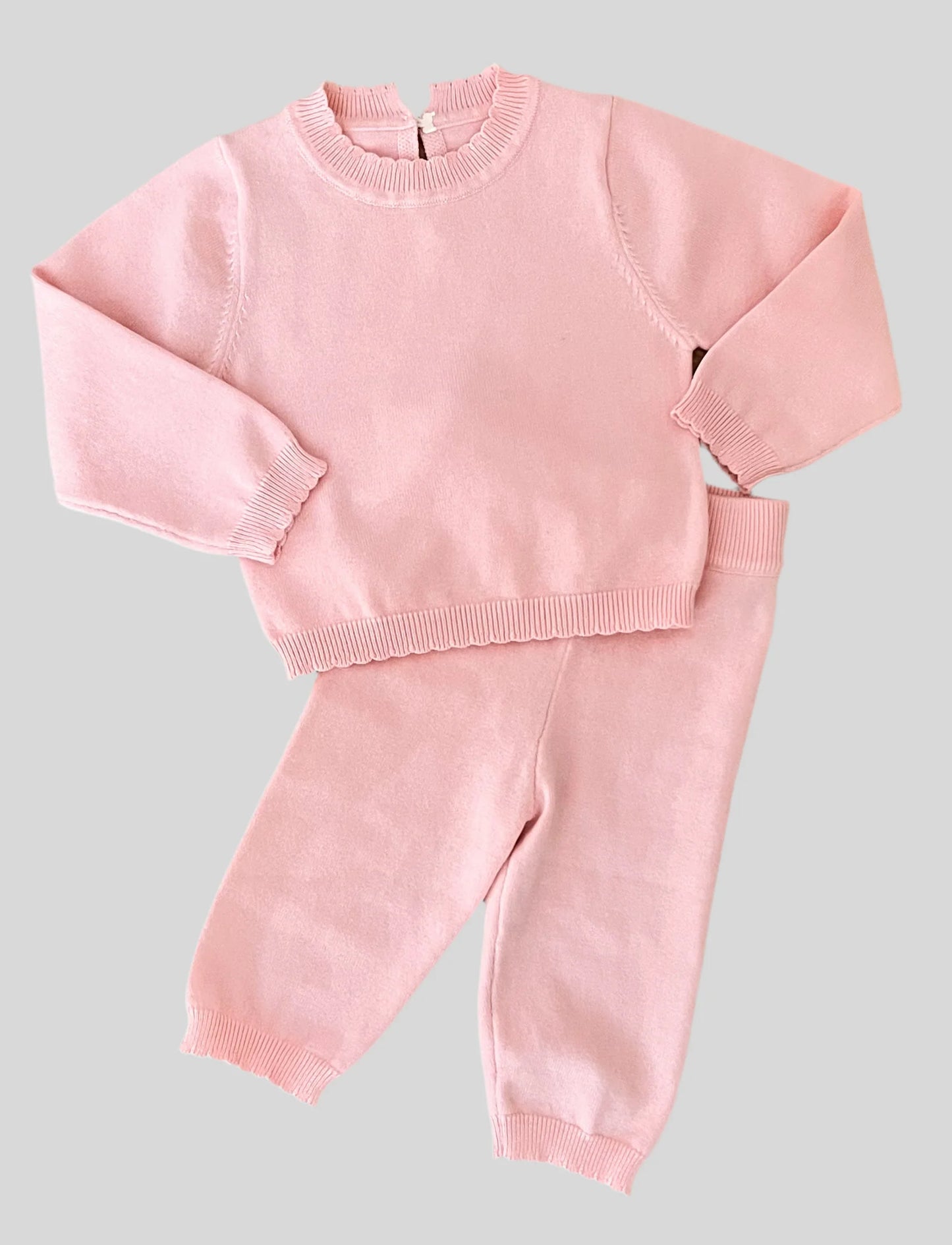 Girls Scallop Knit Cotton Set
