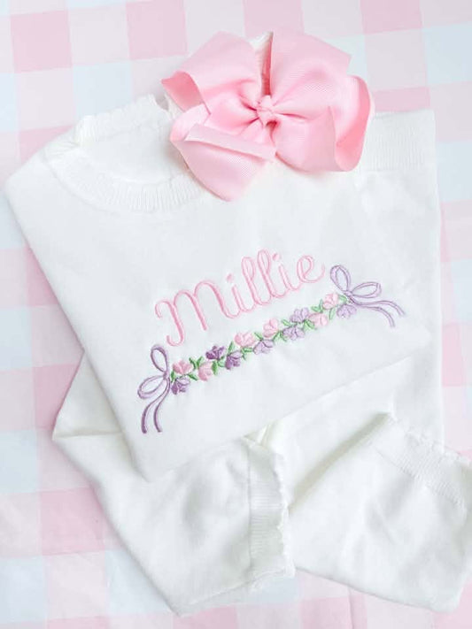 Girls Scallop Knit Cotton Set