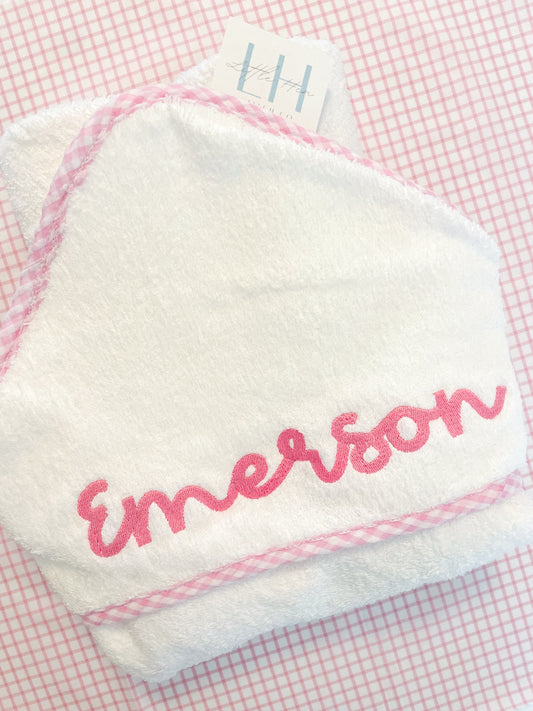 Gingham Trim Hooded Towel